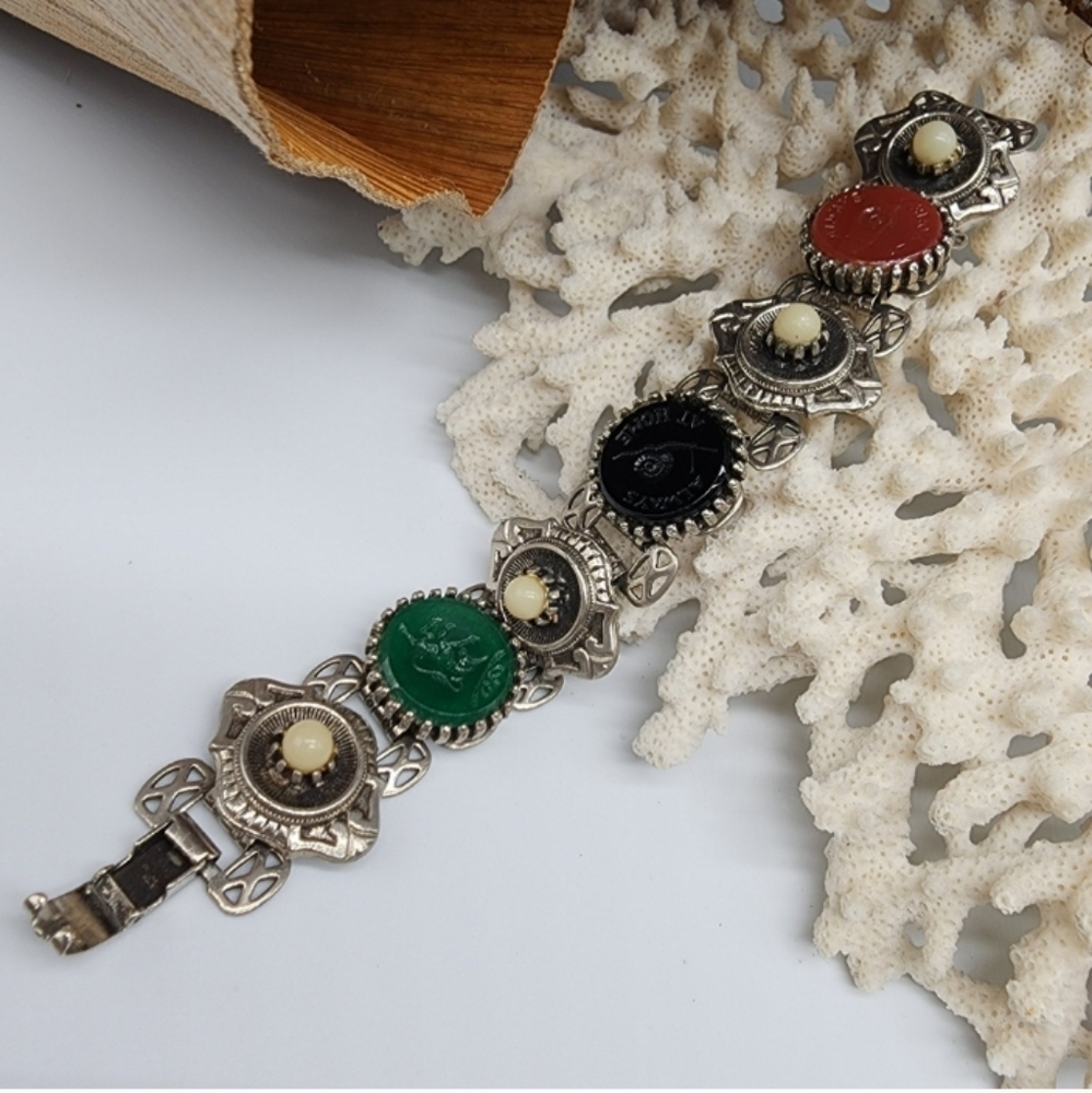 SILVER 925 BRACELET 80s 90s Bohemian Vintage Jewelry Bakelite Rare Unique